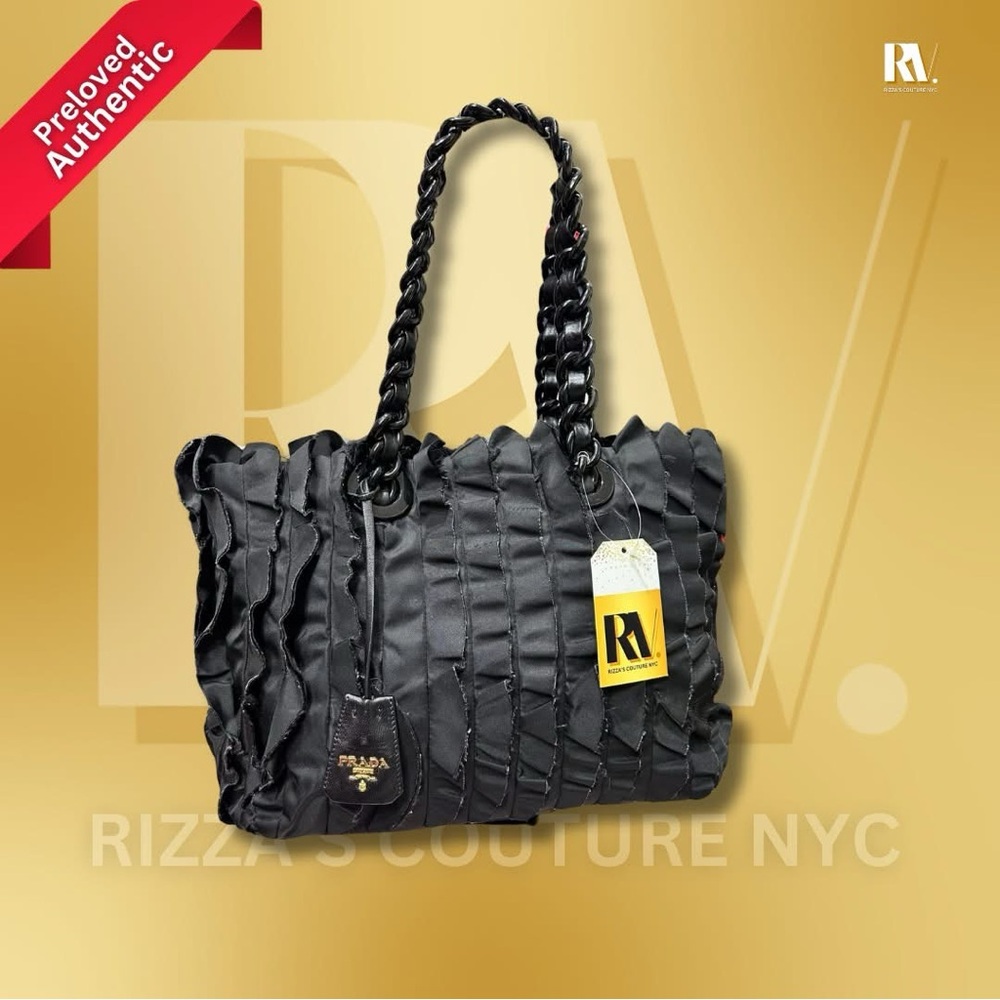 Prada Black Quilted Tote Bag with Braided Handles
